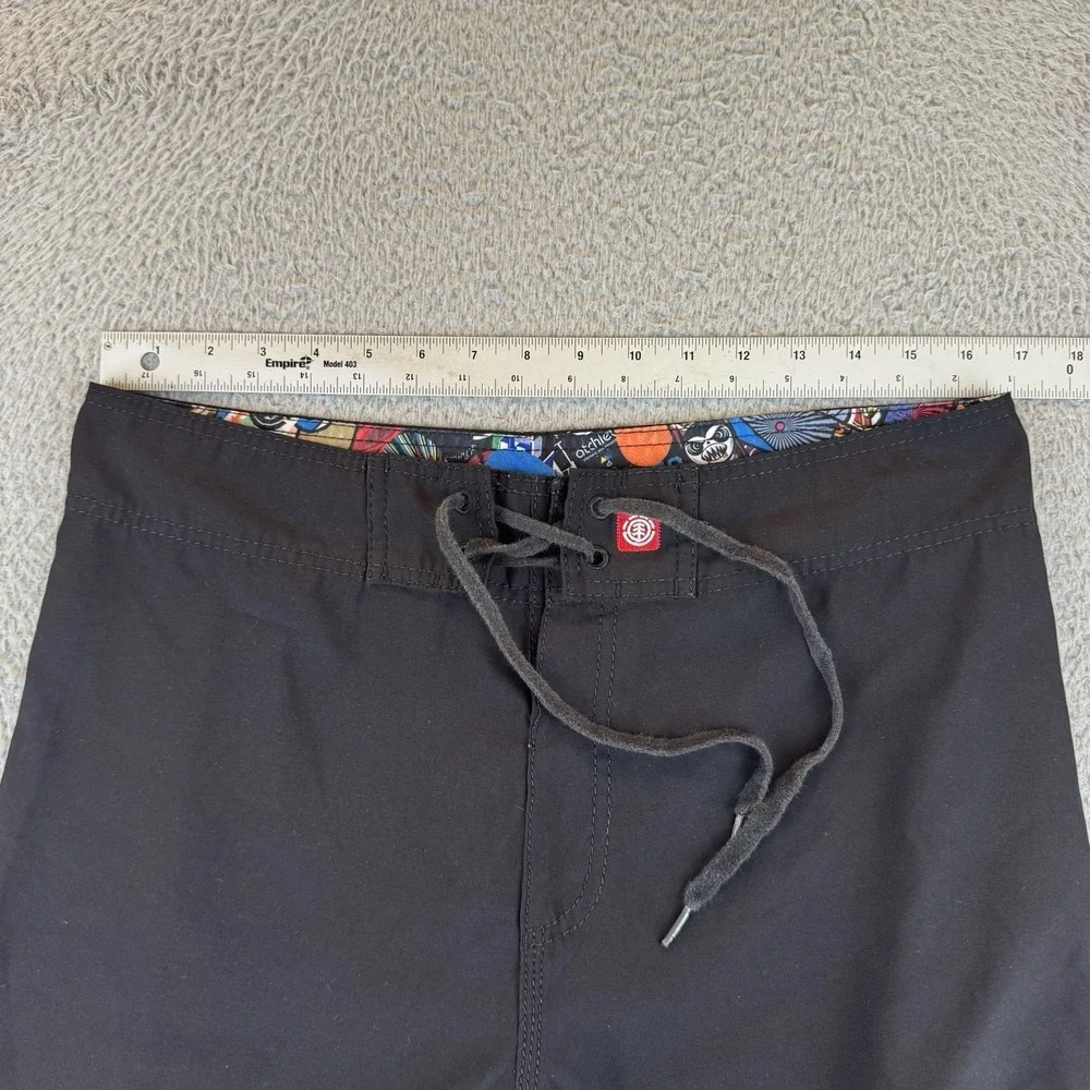 Vintage Element Board Shorts Mens Size 34 Black Swim Trunks Drawstring Surf Y2k
